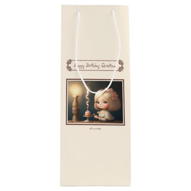 Sacola Para Vinho Parabéns, garota 01 (Frente)