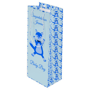 Sacola Para Vinho Parabéns Personalizados de Raposa Azul-Cinto