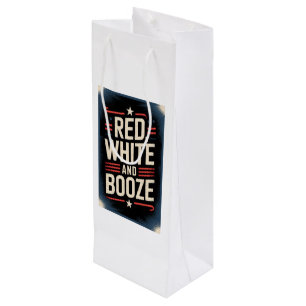 Sacola Para Vinho Partido Booze de 4 de julho Branco vermelho e co