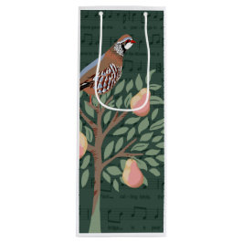 Sacola Para Vinho Partridge in a pear tree Christmas Carole on green