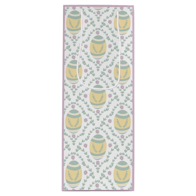 Sacola Para Vinho Pastel Damask Easter Ovos Pattert Bag (Frente)