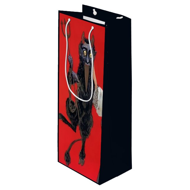 Sacola Para Vinho Pegou Krampus Wine Gift Bag (Frente inclinada)