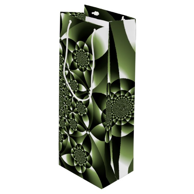 Sacola Para Vinho Películas de Folha Verde Branco (Frente inclinada)
