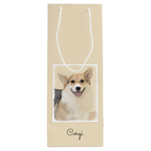 Sacola Para Vinho Pembroke Welsh Corgi - Pintura Original para Cacho