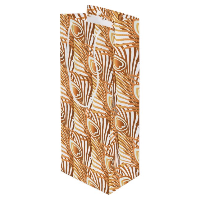 Sacola Para Vinho Penas de pavão-sol art nouveau design (Verso inclinado)