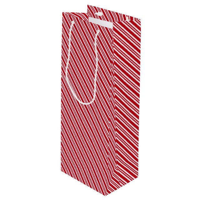 Sacola Para Vinho Peppermint Stripe Red and White Classic Christmas (Frente inclinada)