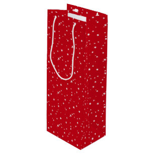 Sacola Para Vinho Pequenas Estrelas Brancas no Natal Vermelho