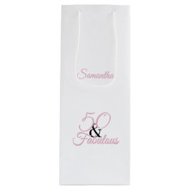 Sacola Para Vinho Personalizado 50 e fabuloso aniversário rosa