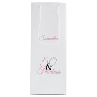 Sacola Para Vinho Personalizado 50 e fabuloso aniversário rosa