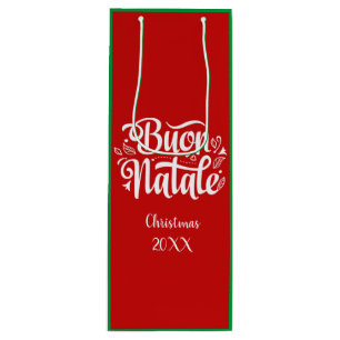 Sacola Para Vinho Personalizado Buon Natale italiano Feliz Natal