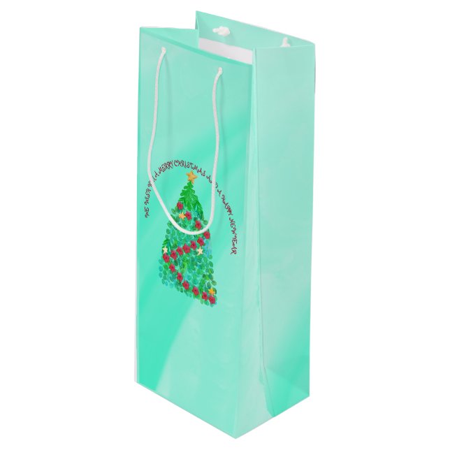 SACOLA PARA VINHO PERSONALIZADO, DESEJAMOS UM NATAL DE MERGULHO. (Frente inclinada)