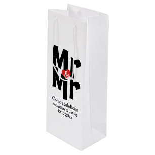 Sacola Para Vinho Personalizado Sr. e Sr. Black Red Bold Modern
