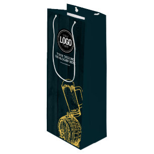 Sacola Para Vinho Personalizar o tema de cervejaria verde escura par