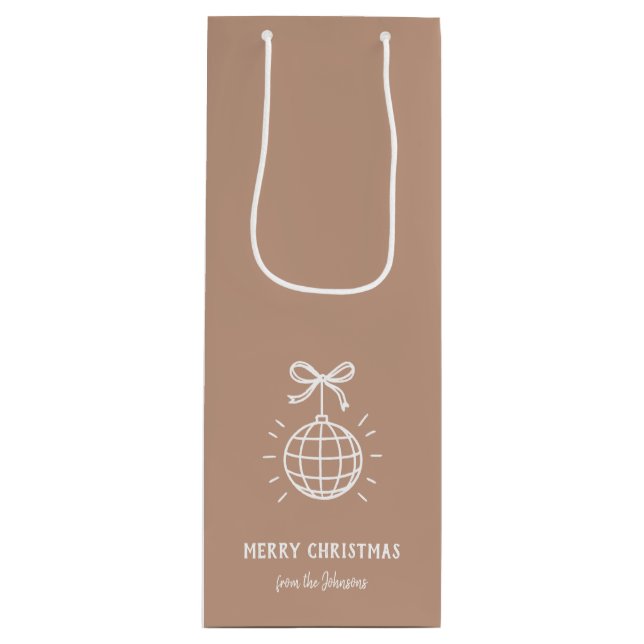 Sacola Para Vinho Personalized Family Name Merry Christmas (Frente)