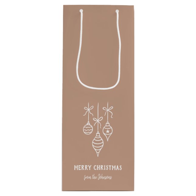 Sacola Para Vinho Personalized Family Name Merry Christmas Bauble (Frente)