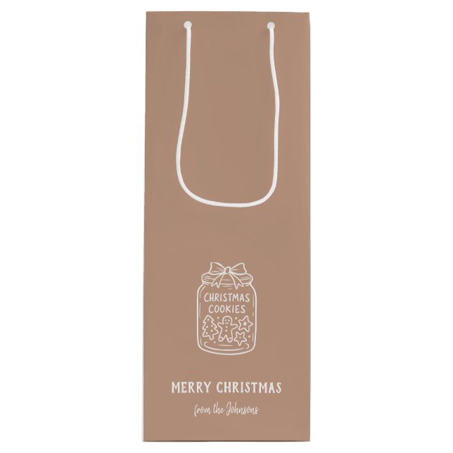 Sacola Para Vinho Personalized Family Name Merry Christmas Cookies (Frente)