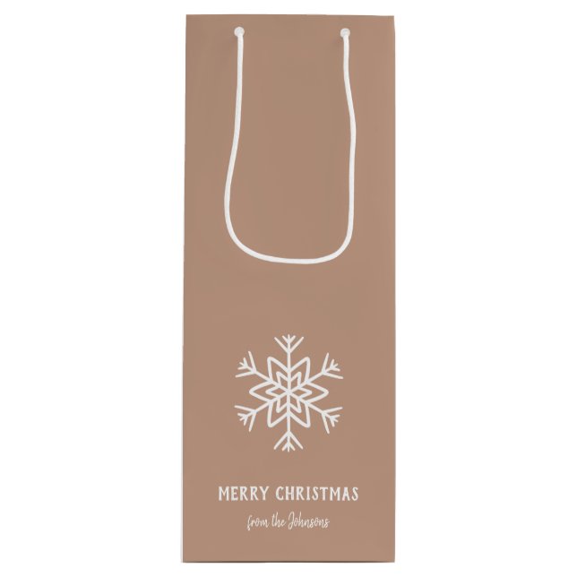 Sacola Para Vinho Personalized Family Name Merry Christmas Snowflake (Frente)