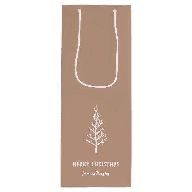 Sacola Para Vinho Personalized Family Name Merry Christmas Tree (Frente)