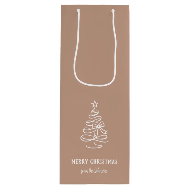Sacola Para Vinho Personalized Family Name Merry Christmas Tree (Frente)
