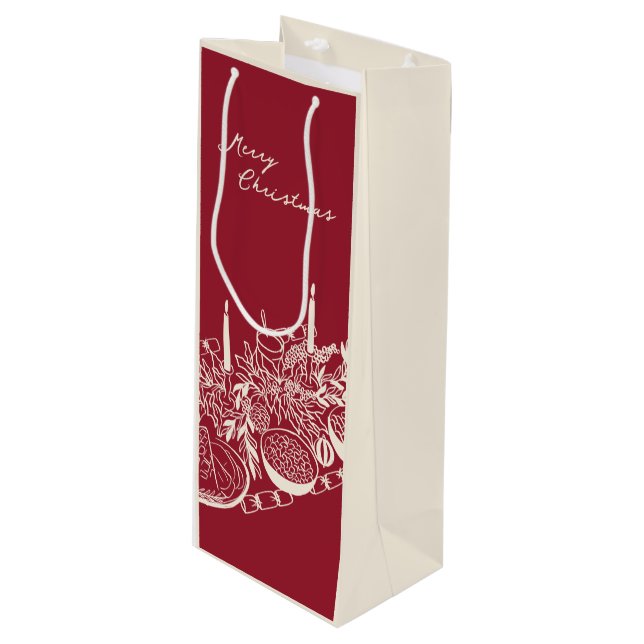 Sacola Para Vinho Personalized Merry Christmas Table Minimal Design  (Frente inclinada)