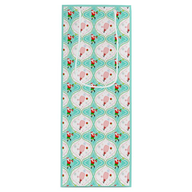 Sacola Para Vinho Pickleball Ogee de Natal em papais noeis (Frente)