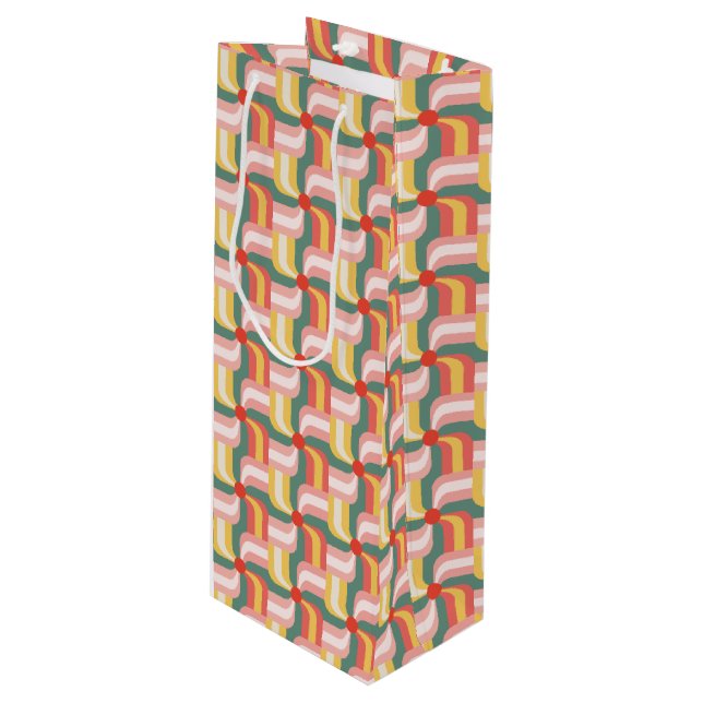 Sacola Para Vinho Pinagens geométricas Abstrato coloridas (Frente inclinada)