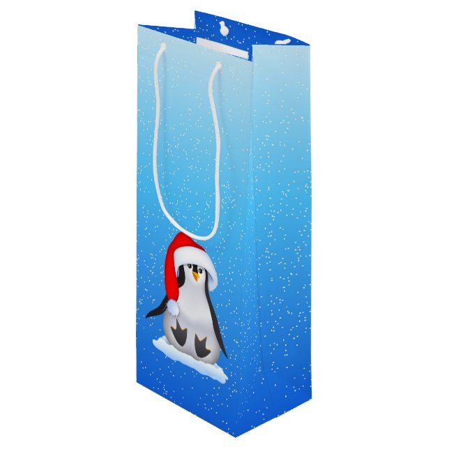 Sacola Para Vinho Pinguim Natal (Frente inclinada)