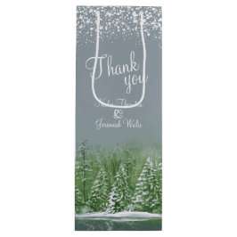 Sacola Para Vinho Pinheiros de inverno cinzas verdes obrigado de art