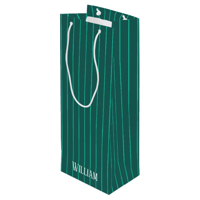 Sacola Para Vinho Pinstripes teais (Verso inclinado)