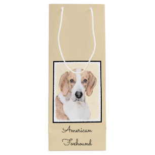 Sacola Para Vinho Pintura Americana de Foxhound - Arte Cachorro Orig