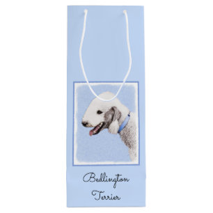 Sacola Para Vinho Pintura de Bedlington Terrier - Arte original de c