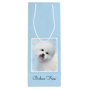 Sacola Para Vinho Pintura de Bichon Frise - Arte de Cachorro Origina