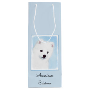 Sacola Para Vinho Pintura de Cão no Esquimó Americano - Arte de C