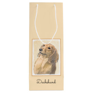 Sacola Para Vinho Pintura de Dachshund (Longhaired) - Arte de Cão Or