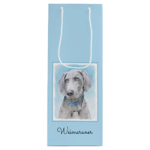 Sacola Para Vinho Pintura de Weimaraner - Arte de Cachorro Original