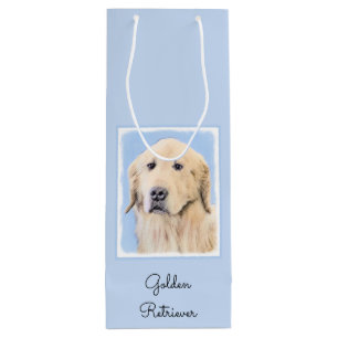 Sacola Para Vinho Pintura do ouro Retriever - Arte Cachorra Original