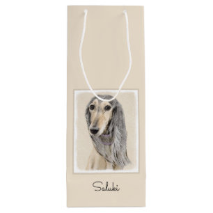 Sacola Para Vinho Pintura em Saluki (Fawn) - Arte de Cachorro Origin