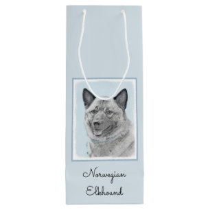 Sacola Para Vinho Pintura Norueguesa de Elkhound - Arte Original de