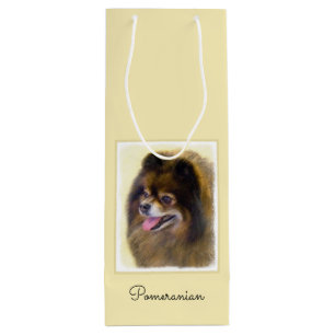 Sacola Para Vinho Pintura original de cão a preto e a bronzeado da 