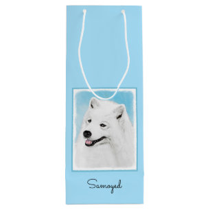 Sacola Para Vinho Pintura Samoyed - Arte Cachorosa Original