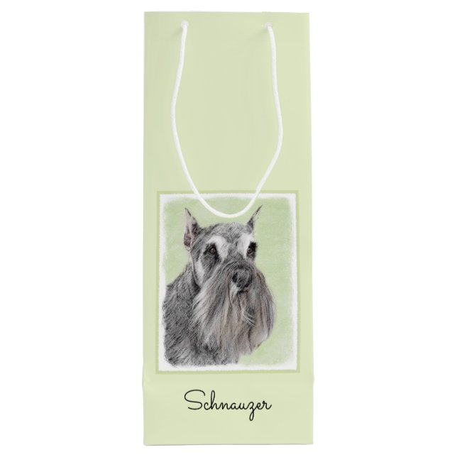 Sacola Para Vinho Pintura Schnauzer (Giant, Standard) - Arte Canina (Verso)