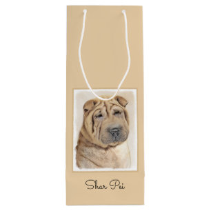 Sacola Para Vinho Pintura Shar Pei - Arte Cachorra Original