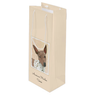 Sacola Para Vinho Pintura Terrier sem cabelos americana - Arte canin