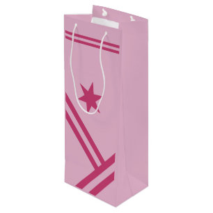 Sacola Para Vinho Placa Diagonal Lilac Rosa - Estrela - Gráfico Mod