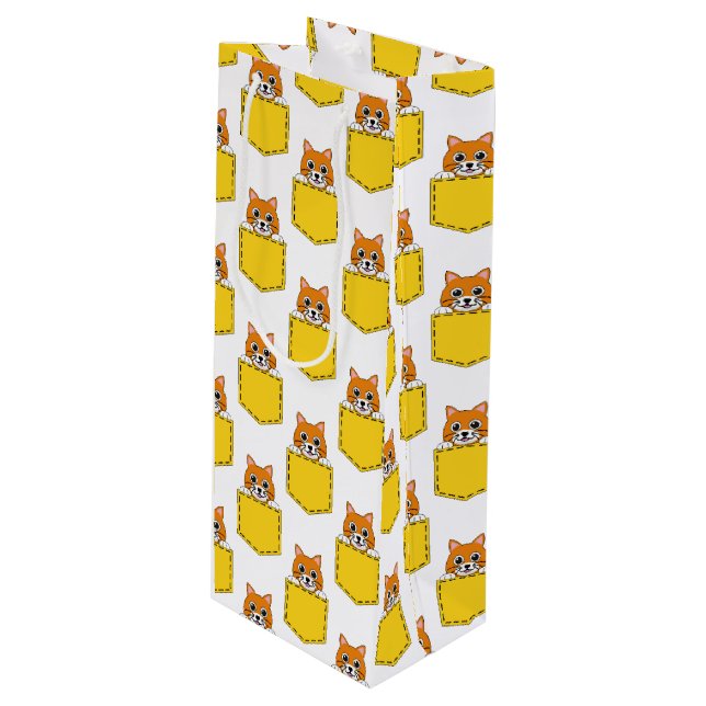 Sacola Para Vinho Pocket Pet Cat Patterno (Frente inclinada)