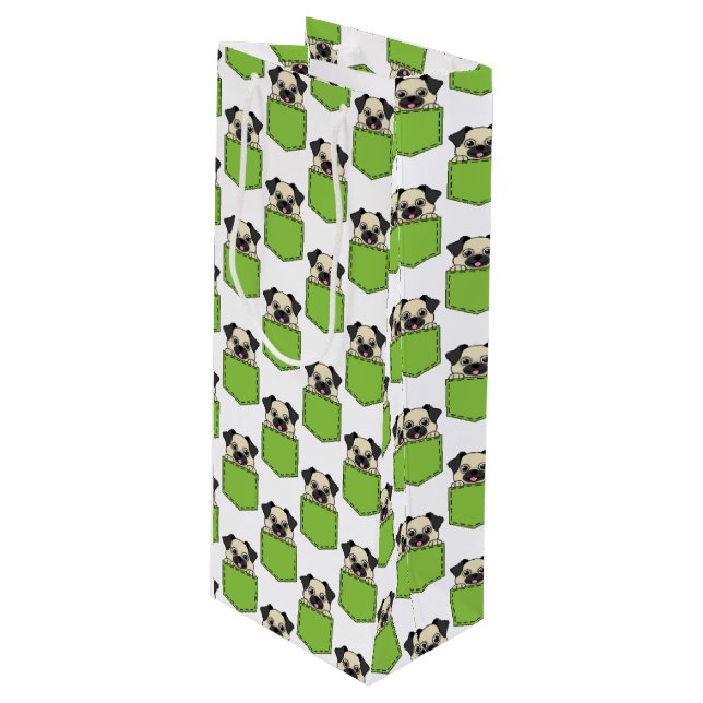 Sacola Para Vinho Pocket Pet Dog Patterno (Frente inclinada)