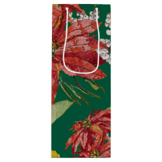 Sacola Para Vinho Poinsettia Dourada | Natal de Arte Fina