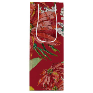 Sacola Para Vinho Poinsettia Dourada | Natal de Arte Fina