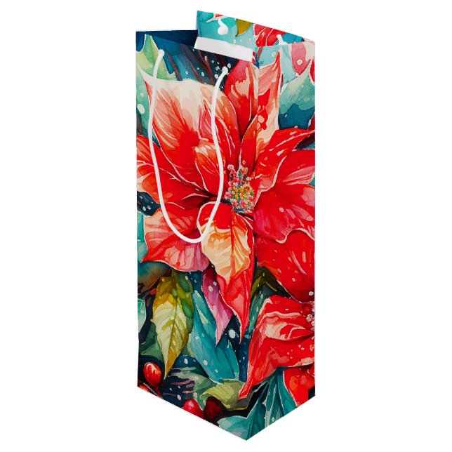 Sacola Para Vinho Poinsettias (Verso inclinado)