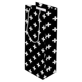 Sacola Para Vinho Polka branca cruza a preto